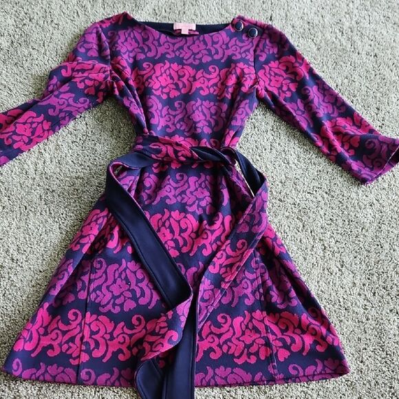 Lilly Pulitzer Pink and Blue Sweater Dress with 3/4 Sleeves - Picture 2 of 8
